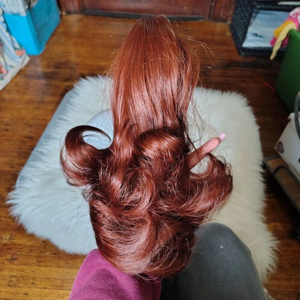 Brownish Red Curly Hair Clip On New